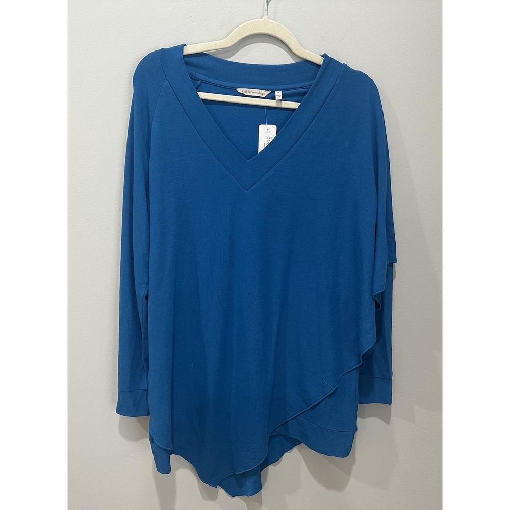 Soft Surroundings Madeline Tunic‎ Blue Layered Assymetrical Hem Boho Medium NWT